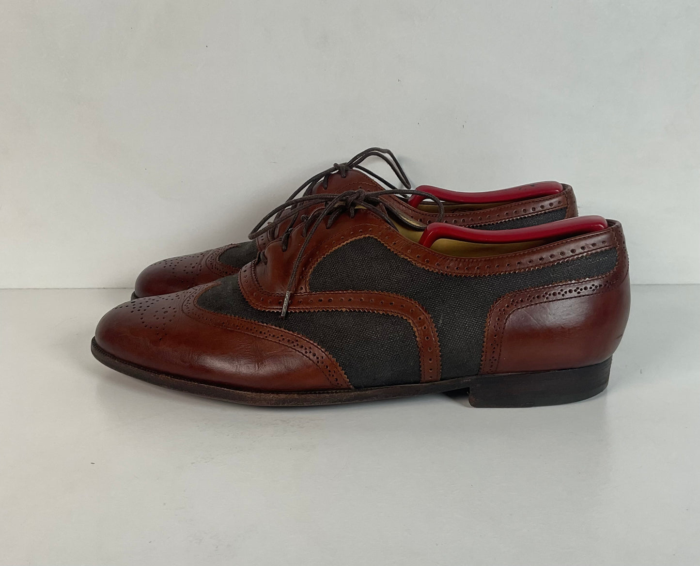 Vintage Cole Haan Ventilated Mesh Spectator Shoes 9 D Brogue Wing Tip Italy