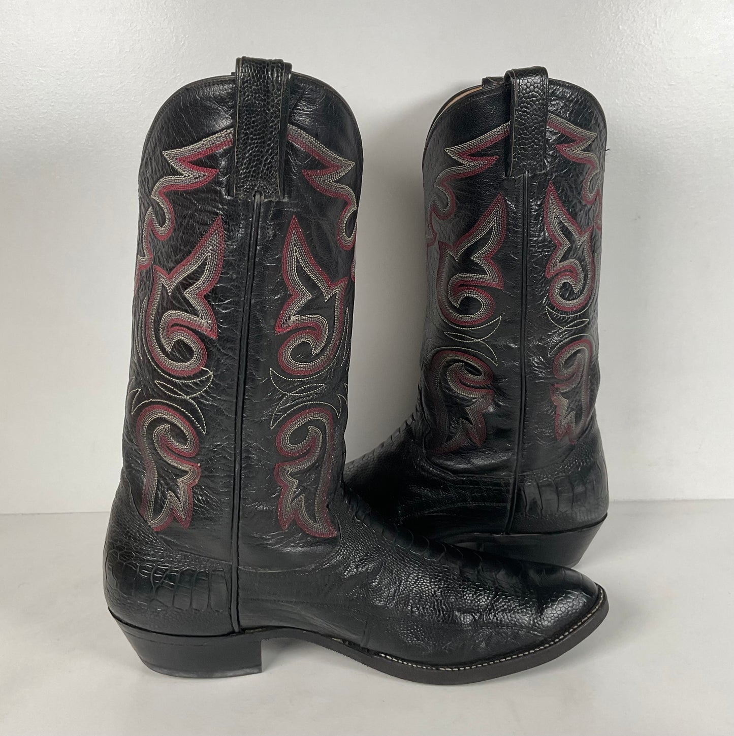 Vintage Panhandle Slim Ostrich Leg Cowboy Boots | Exotic | Black | Men’s 12 D