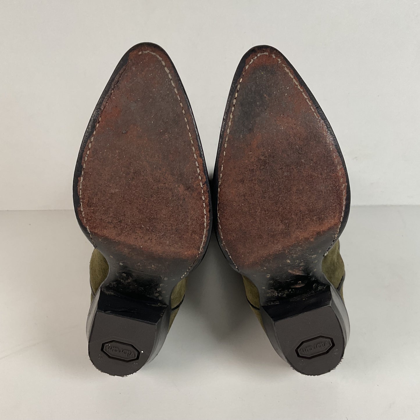 Vintage Hyer Cowboy Boots | 1980s | Olive Green Suede | Women’s 6.5 B