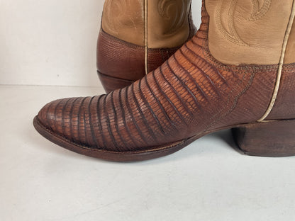 Vintage Lucchese San Antonio Lizard Teju Cowboy Boots 9.5 B