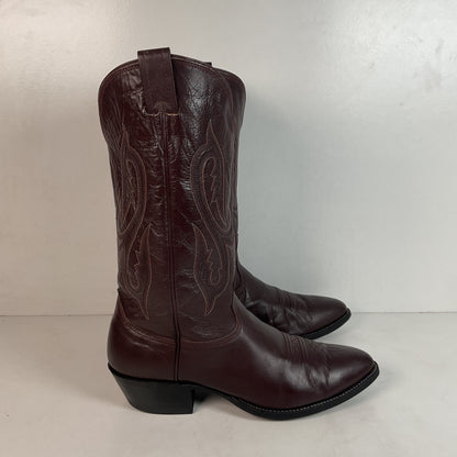 Vintage Nocona Burgundy Boar Cowboy Boots 10.5 D USA Made Wild Pig Skin