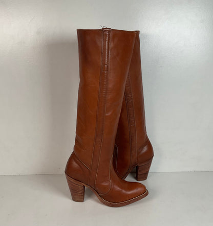 1970s Frye Mustang Riding Boots 6 B Black Label USA Made