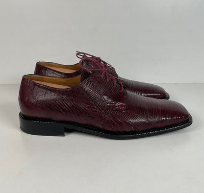 David Eden Teju Lizard Derby Shoes | Wine Red | Men’s 10.5
