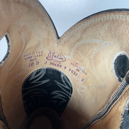 Justin Faux Elephant Print On Cowhide Buckaroo Cowboy Boots 10 D Punchy