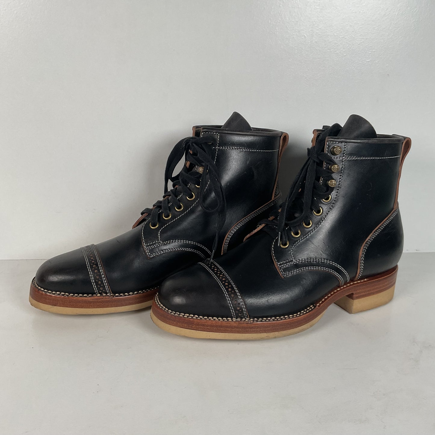 Flame Panda Cap Toe Boots | Lace Up | Custom | Men’s 9.5