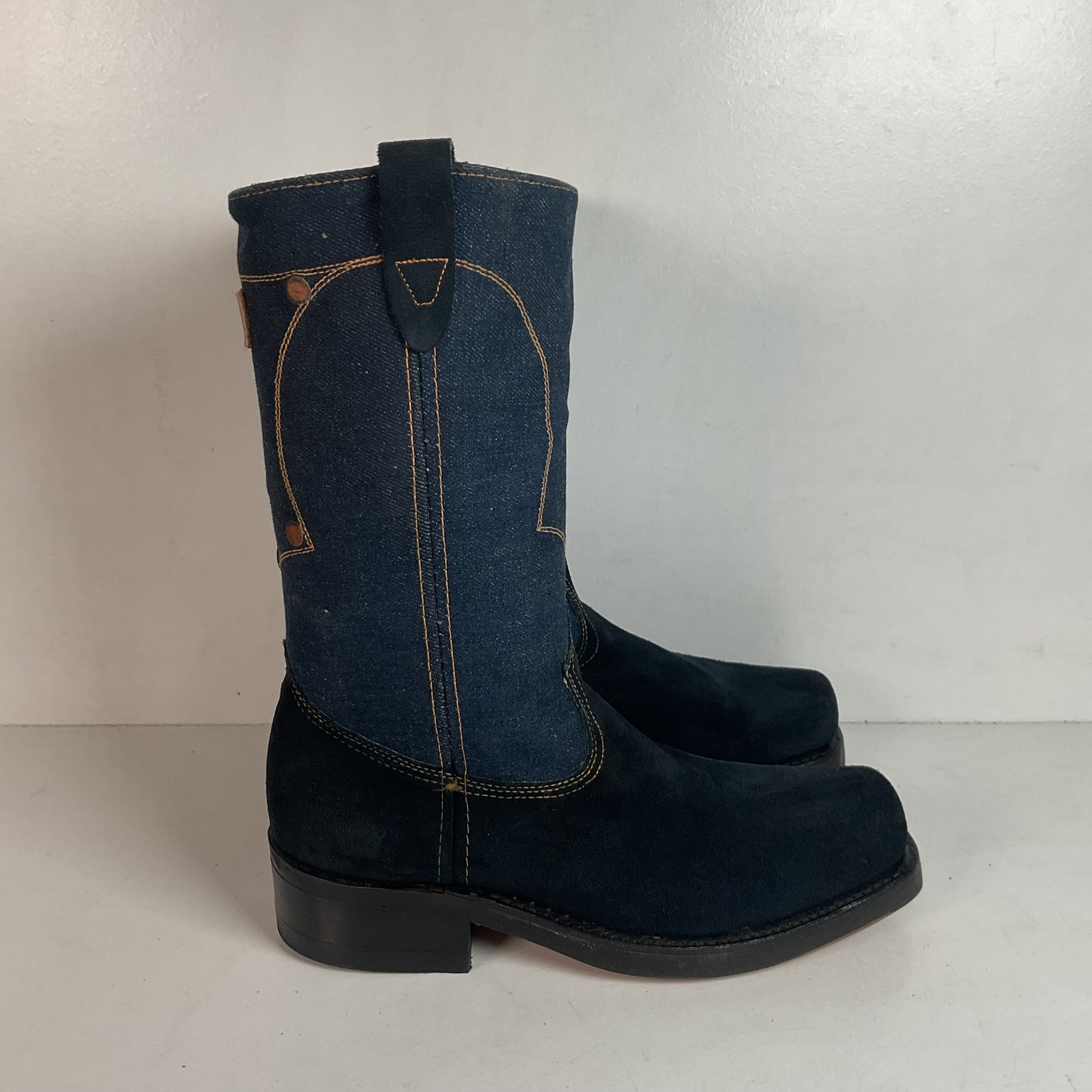 Vintage Rodeo Denim Cowboy Boots Men’s 8 D | Women’s 9 USA Made Chunky