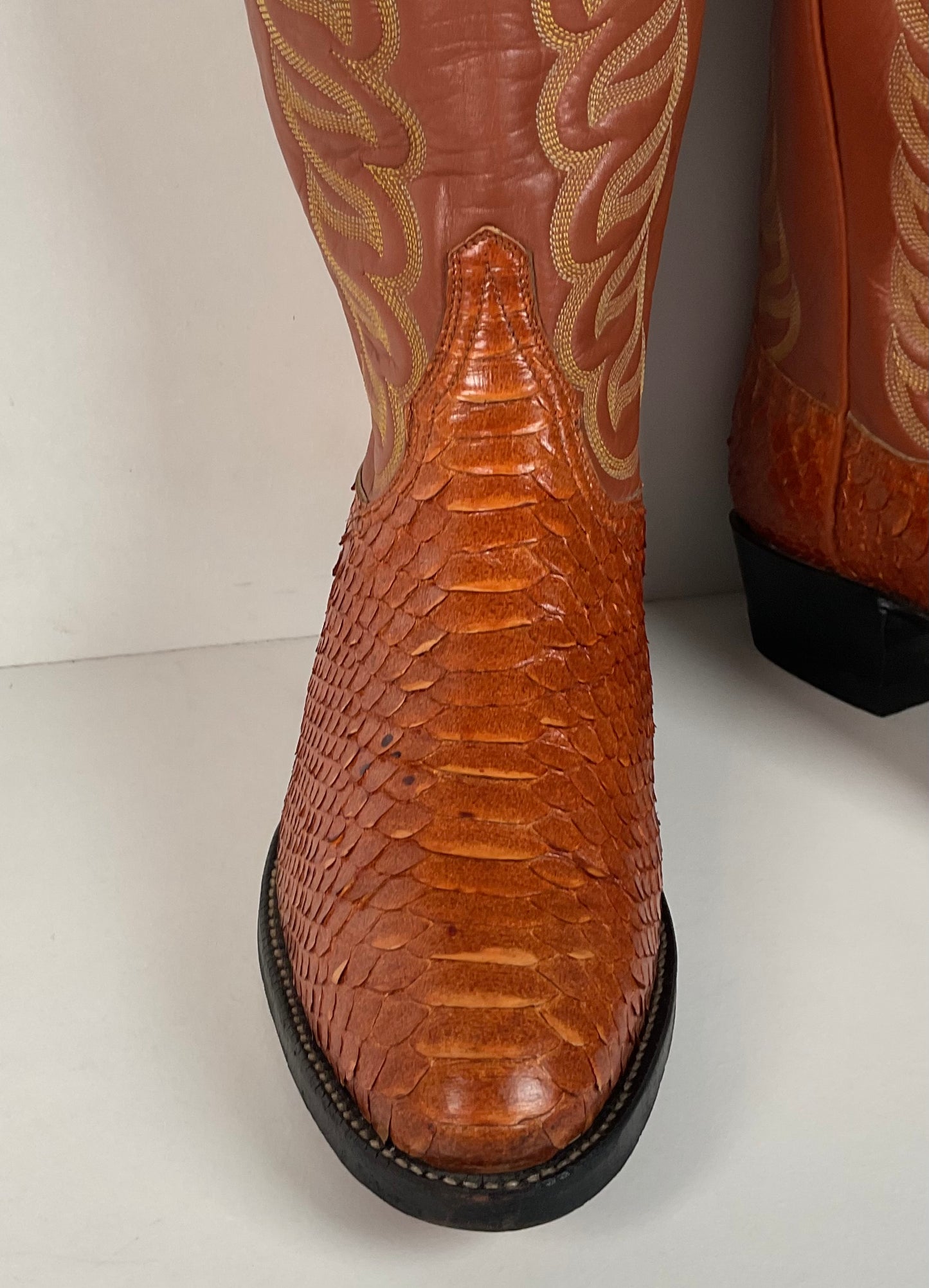 Vintage Tony Lama Python Snakeskin Cowboy Boots | Gold Label | Men’s 8 D