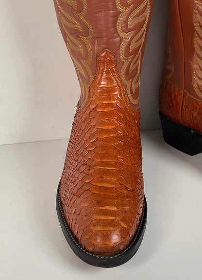 Vintage Tony Lama Python Snakeskin Cowboy Boots | Gold Label | Men’s 8 D