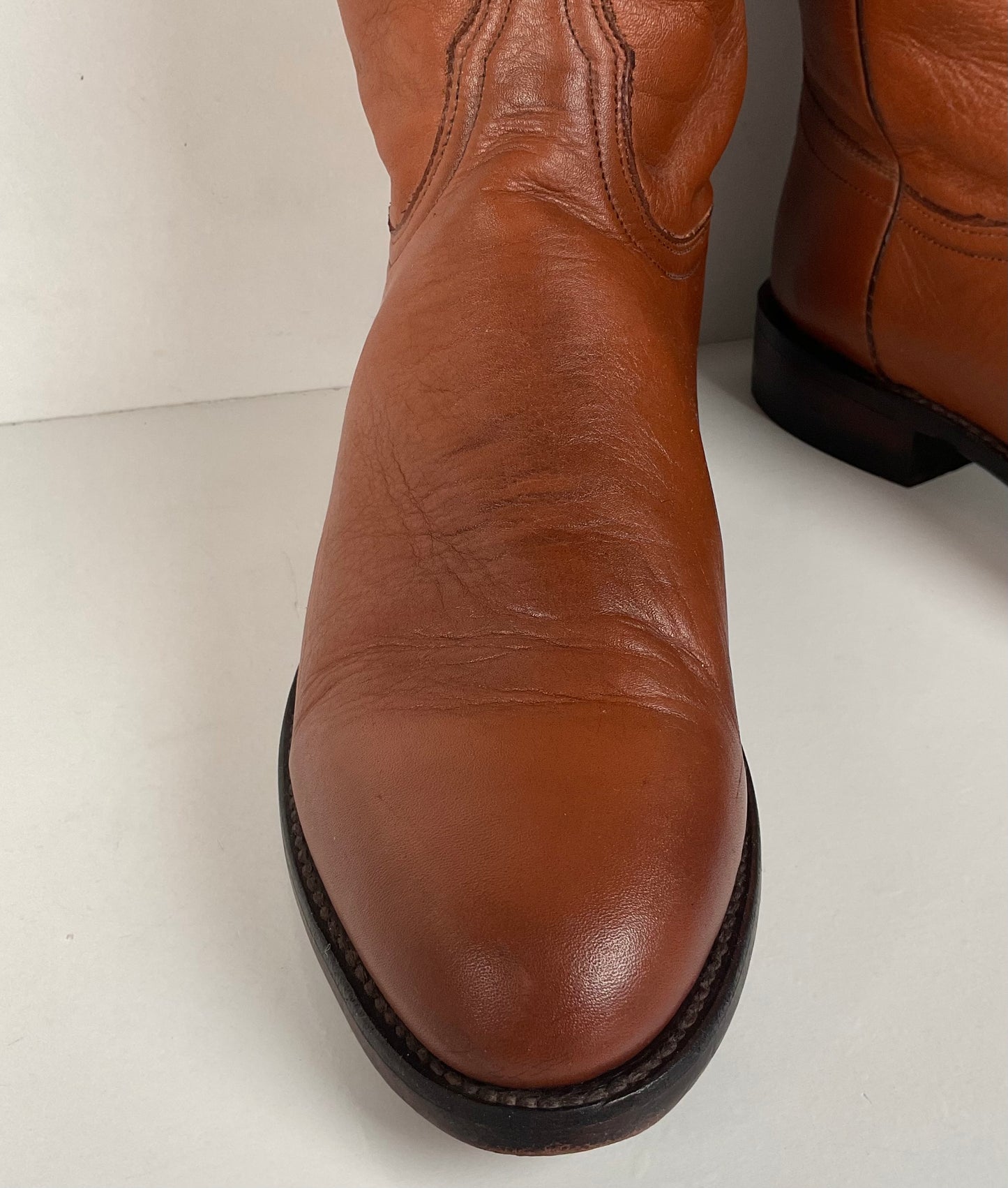 Lucchese 2000 Roper Boots | USA Made | Brown Calf | Men’s 9.5 D