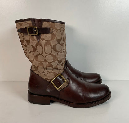 Frye for Coach Veronica Canvas Boots | Shorty | Engineer | 8 B
