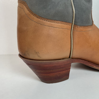 Vintage Justin Women’s Flower Cowgirl Boots | Tooled Inlay | USA Made | 8 B
