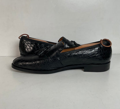 Zelli Franco Crocodile Tassel Loafer | Black | 12 M