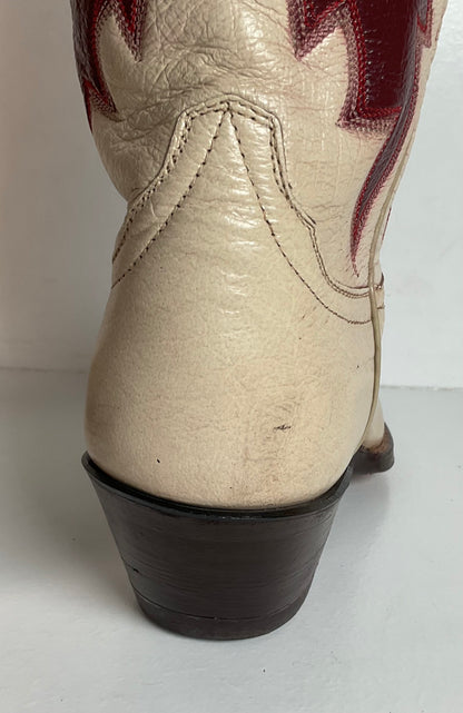 Vintage Laramie Handmade Cowgirl Boots 6.5 C Cranberry Inlay