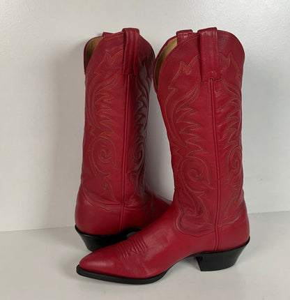Vintage Sanders Cowgirl Boots | Ruby Red | Women’s 6.5 B