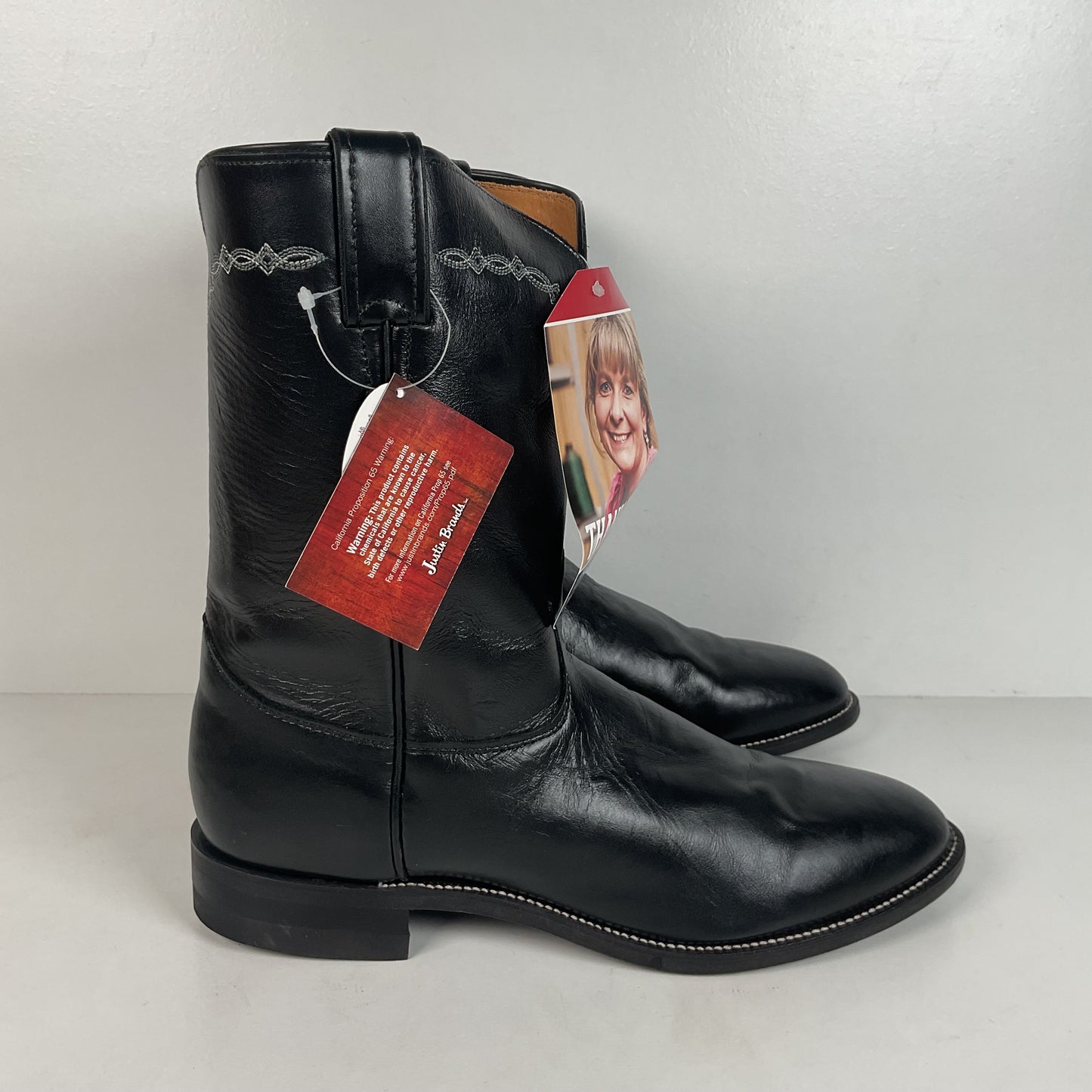 Justin Classic Roper Boots | Black | USA Made | Men’s 11.5 D
