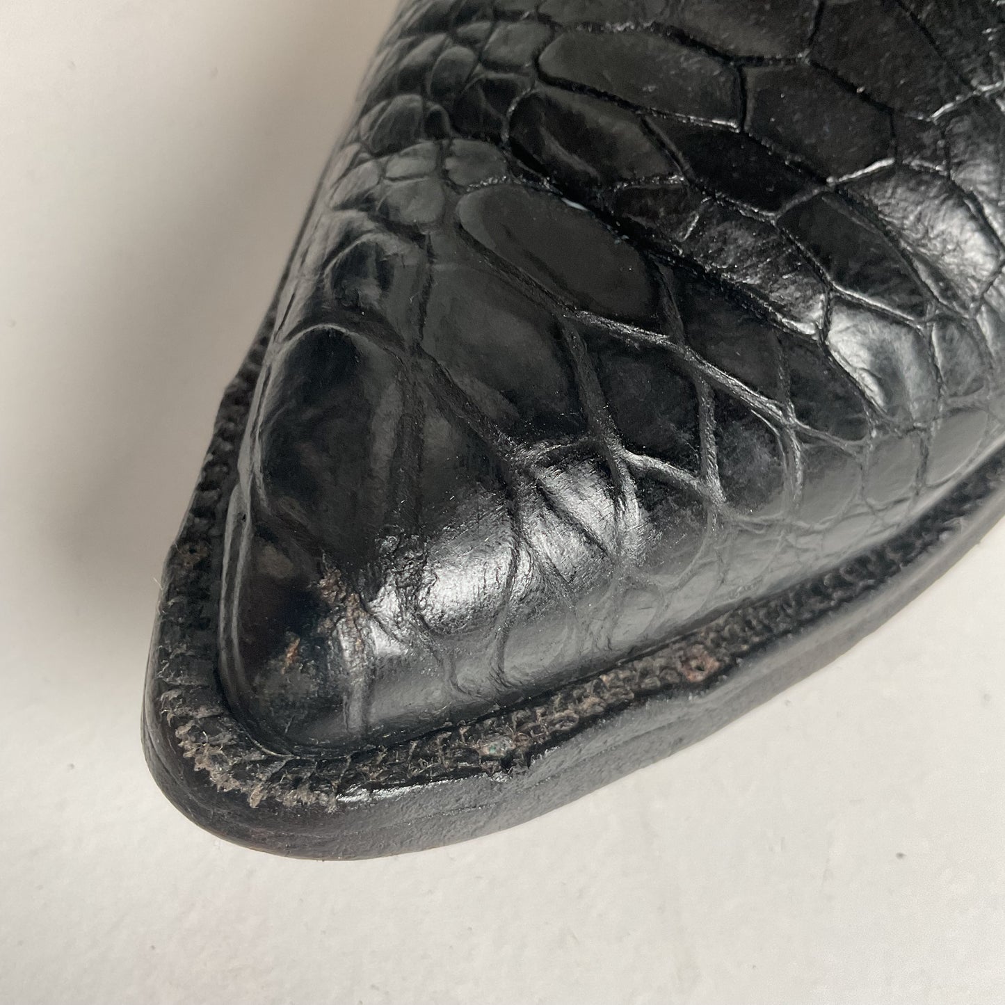 Vintage 1960s Justin Black Sea Turtle Cowboy Boots 10 D USA Made Fort Worth Label Pre-Ban