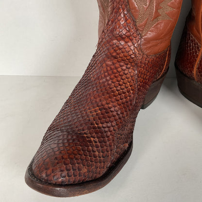 Tony Lama Anaconda Cowboy Boots | Exotic Snakeskin | Thrashed | Gold Label | 9.5