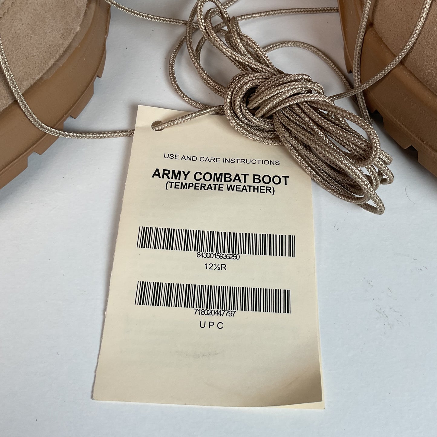 Wellco Army Combat Boot 12.5 R Temperate Weather Desert Tan