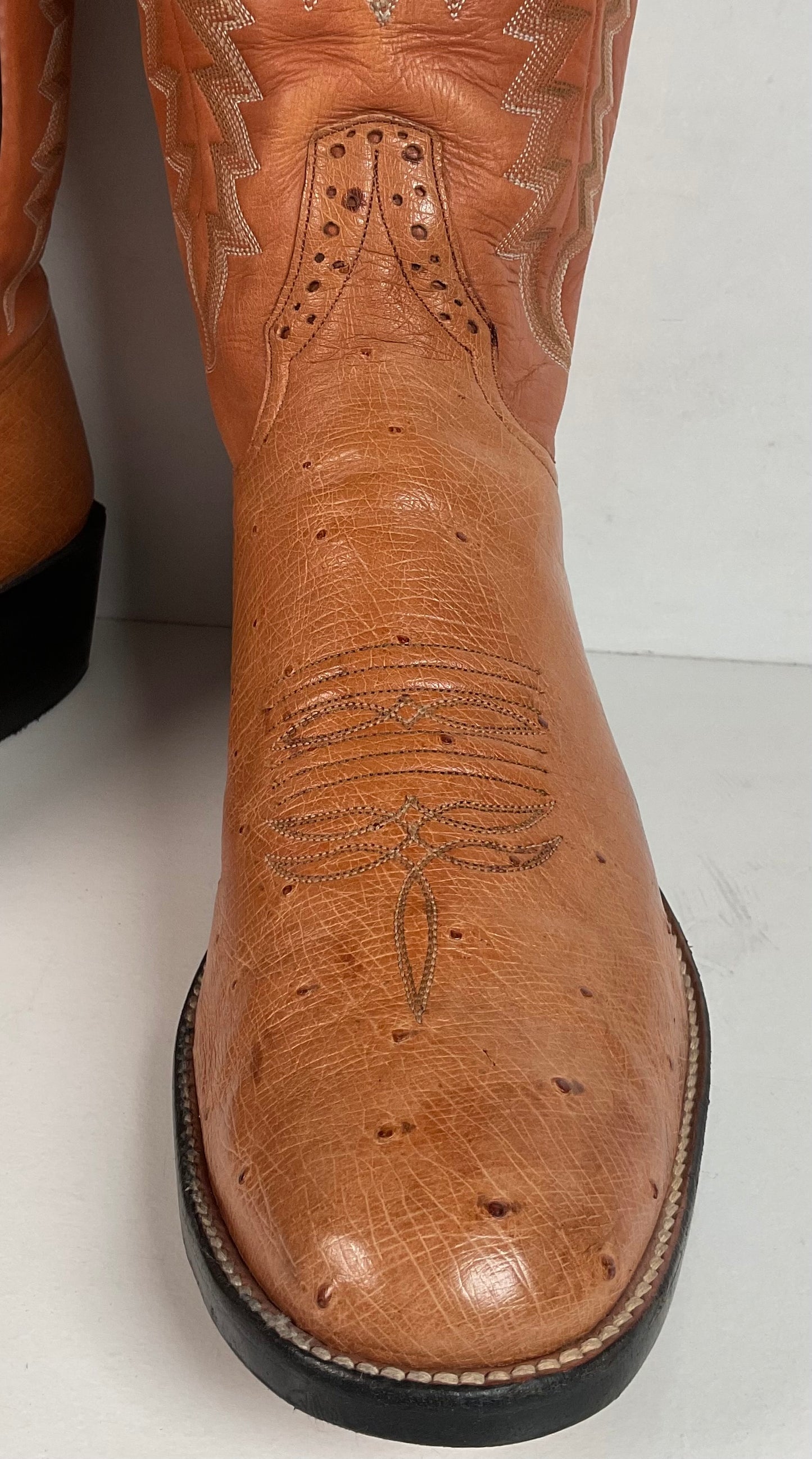 Rios Of Mercedes Smooth Ostrich Cowboy Boots 13 B Exotic USA Made