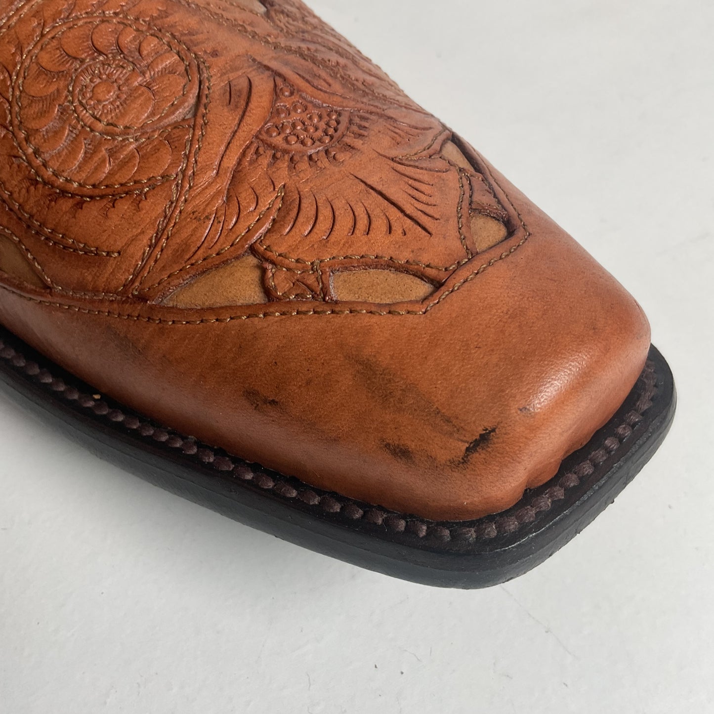 Cock of The Walk Cowboy Boots 12.5 Hand Tooled Carrie Cameron Designs