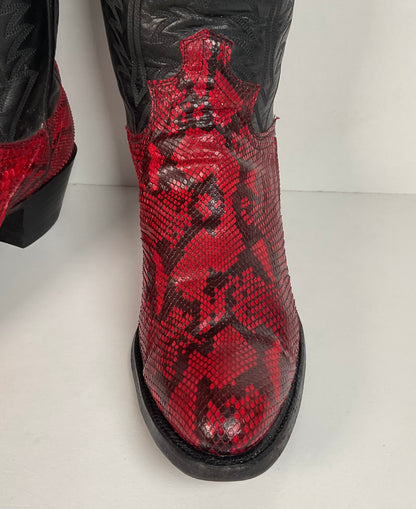 Vintage Justin Python Cowgirl Boots | Snakeskin | USA Made | Red | Women’s 7.5 B