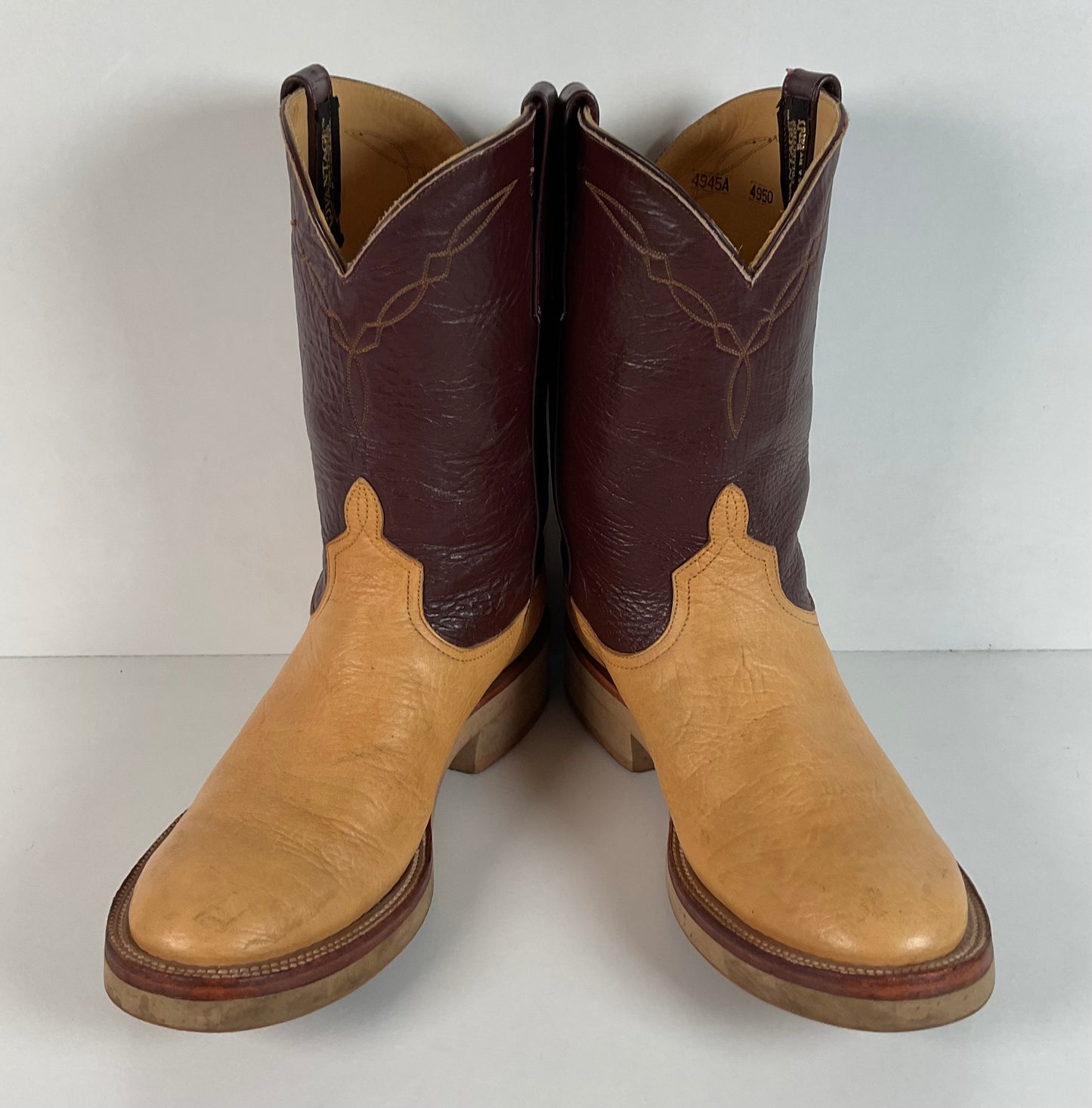 Anderson Bean Western Roper Boots 9.5 D Crepe Sole Bull Shoulder