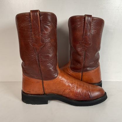 Vintage Lucchese Smooth Ostrich Roper Boots 9 D Crepe Sole Recraft Exotic