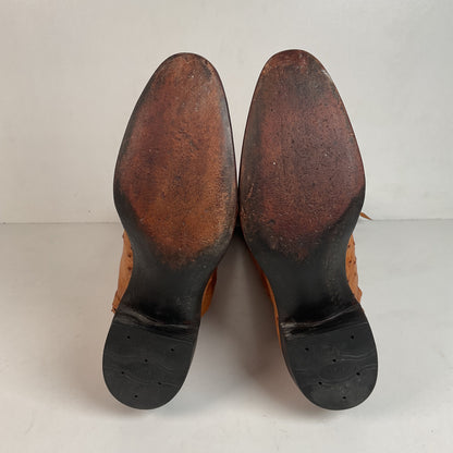Custom Tall Ostrich Quill Riding Boots 7.5-8 Exotic Cowgirl