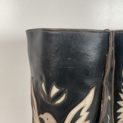 Vintage Thunderbird Cowboy Boots | Tooled Inlays | Mule Ear | 1960s | Men’s 9
