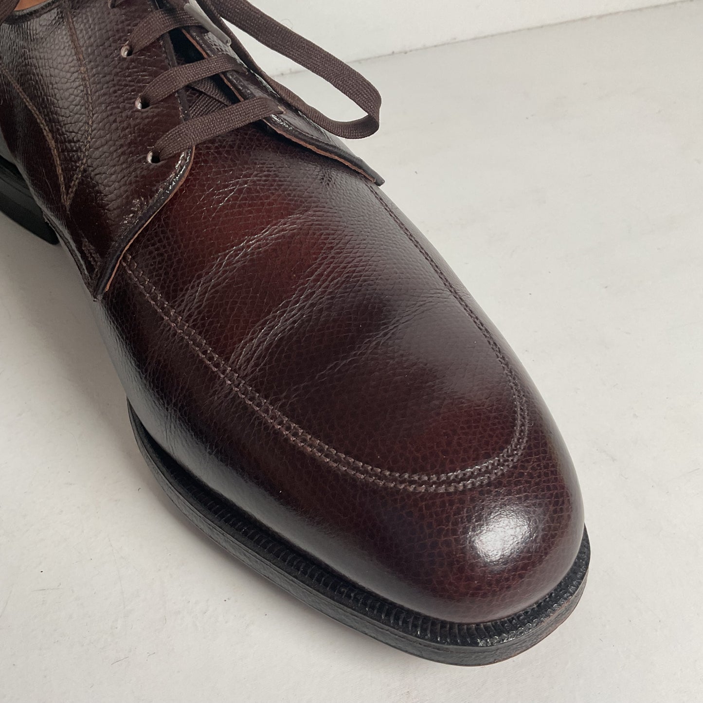 Vintage Florsheim Brown Derby Shoes 10 D Apron Toe