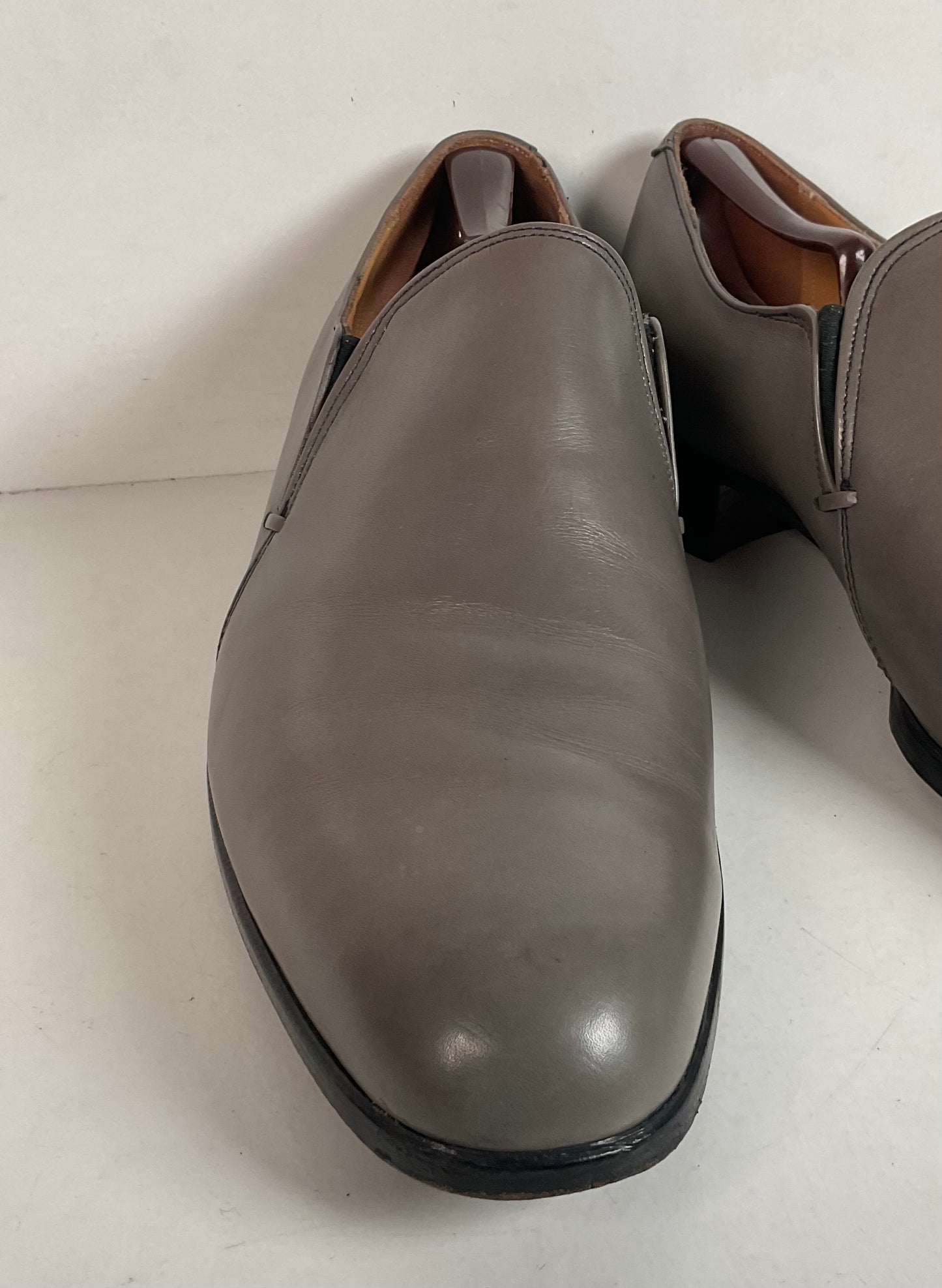 Vintage Johnston Murphy Aristocraft Grey Loafers 13 D Apron Toe USA Made