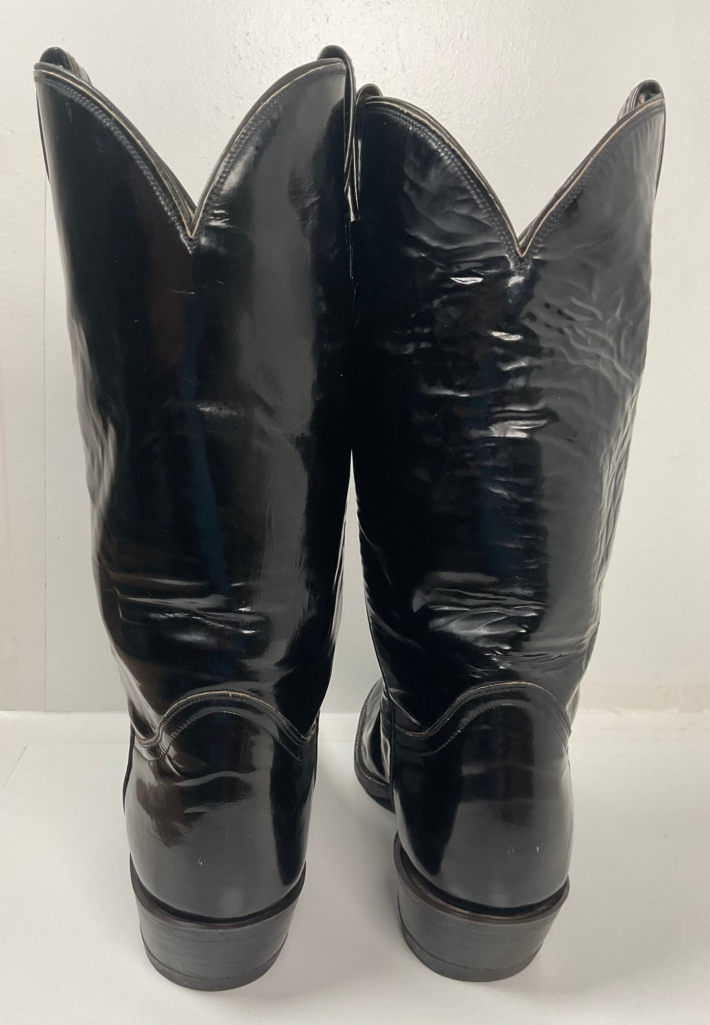 Late 1960s Tony Lama Patent Leather Cowboy Boots 10.5 D Glossy USA Made