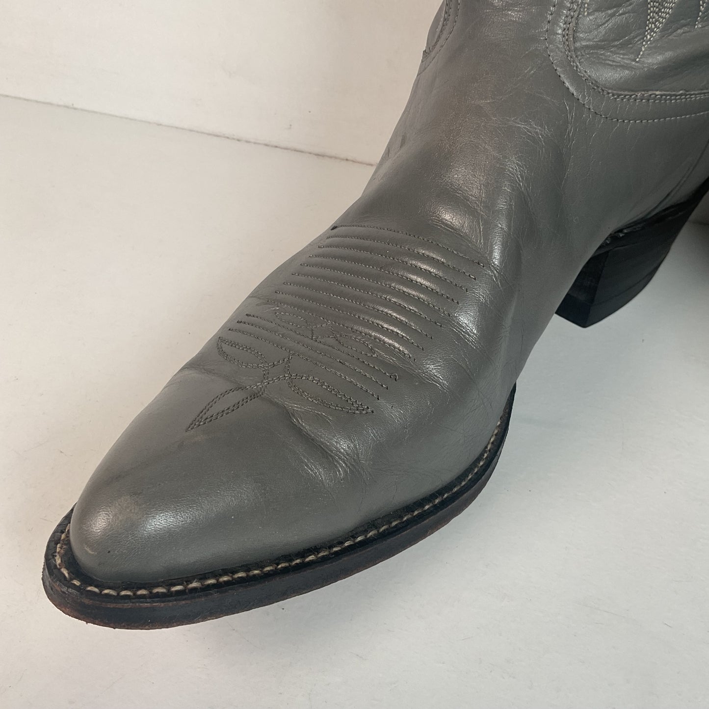 Vintage Grey Tony Lama Grey Cowboy Boots 11 D Gold Label USA Made