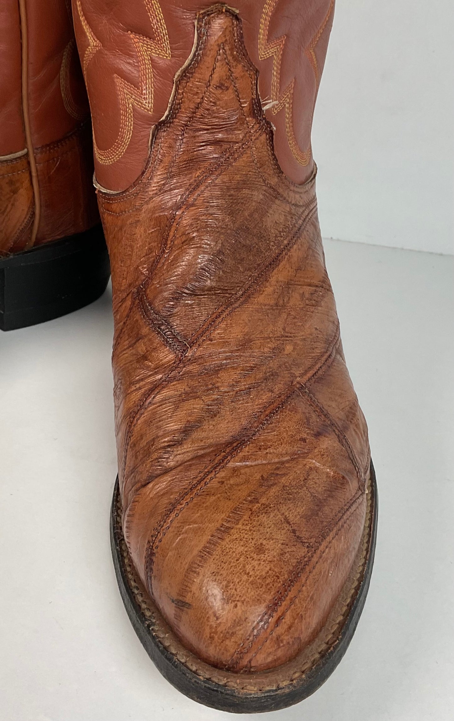 Vintage Tony Lama Eel Skin Cowboy Boots 8.5 D Gold Label Exotic