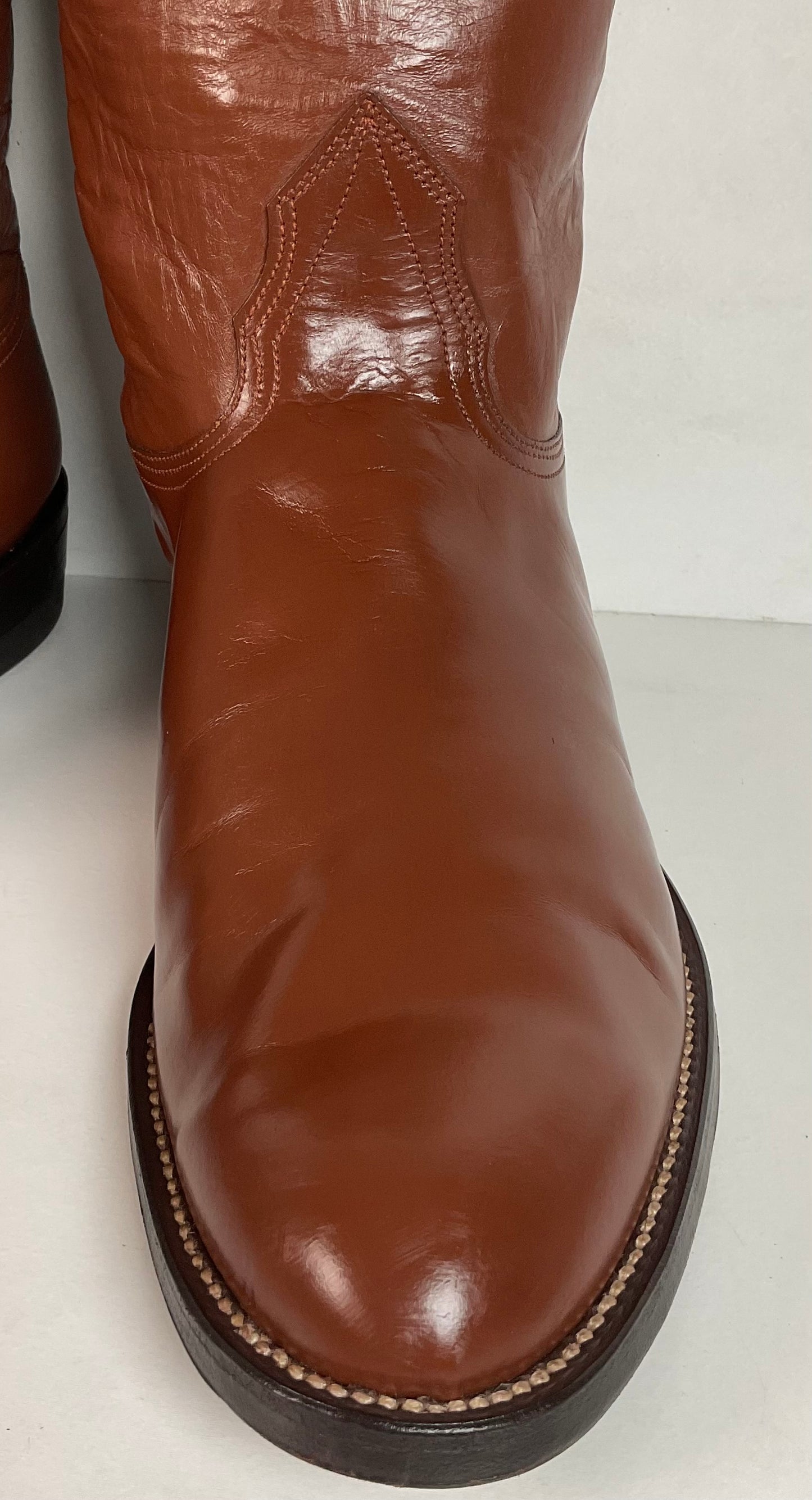 Vintage Nocona Brown Leather Roper Boots 8.5 E USA Made Western 60s 70s