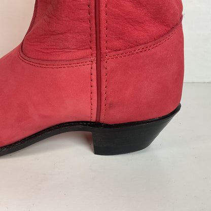 Vintage Wrangler Dusty Rose Cowgirl Boots 8.5 M USA Made Nubuck Suede