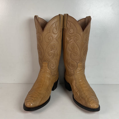 Dan Post Blonde Ostrich Leg Cowboy Boots 9 D Exotic