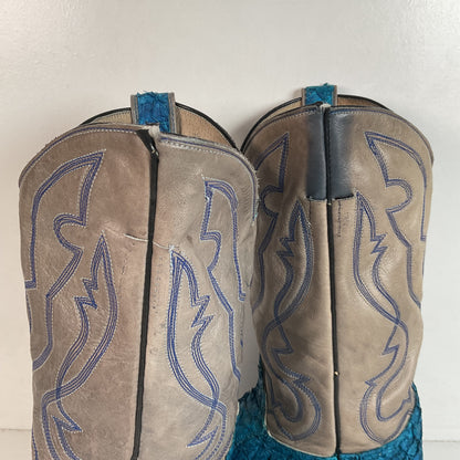 Custom Blue Sea Bass Cowboy Boots Men’s 7.5 | Women’s 8.5 Exotic