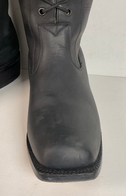 Custom Black Oiled Lace Up Boots Men’s 8 Narrow | Women’s 9 Victorian