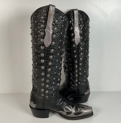 Custom Metallic Cowgirl Boots | Wingtip | Embellished | Women’s 7.5 B