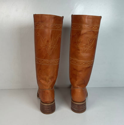 Vintage Women’s Longhorn Campus Boots 8 M USA Made Chunky