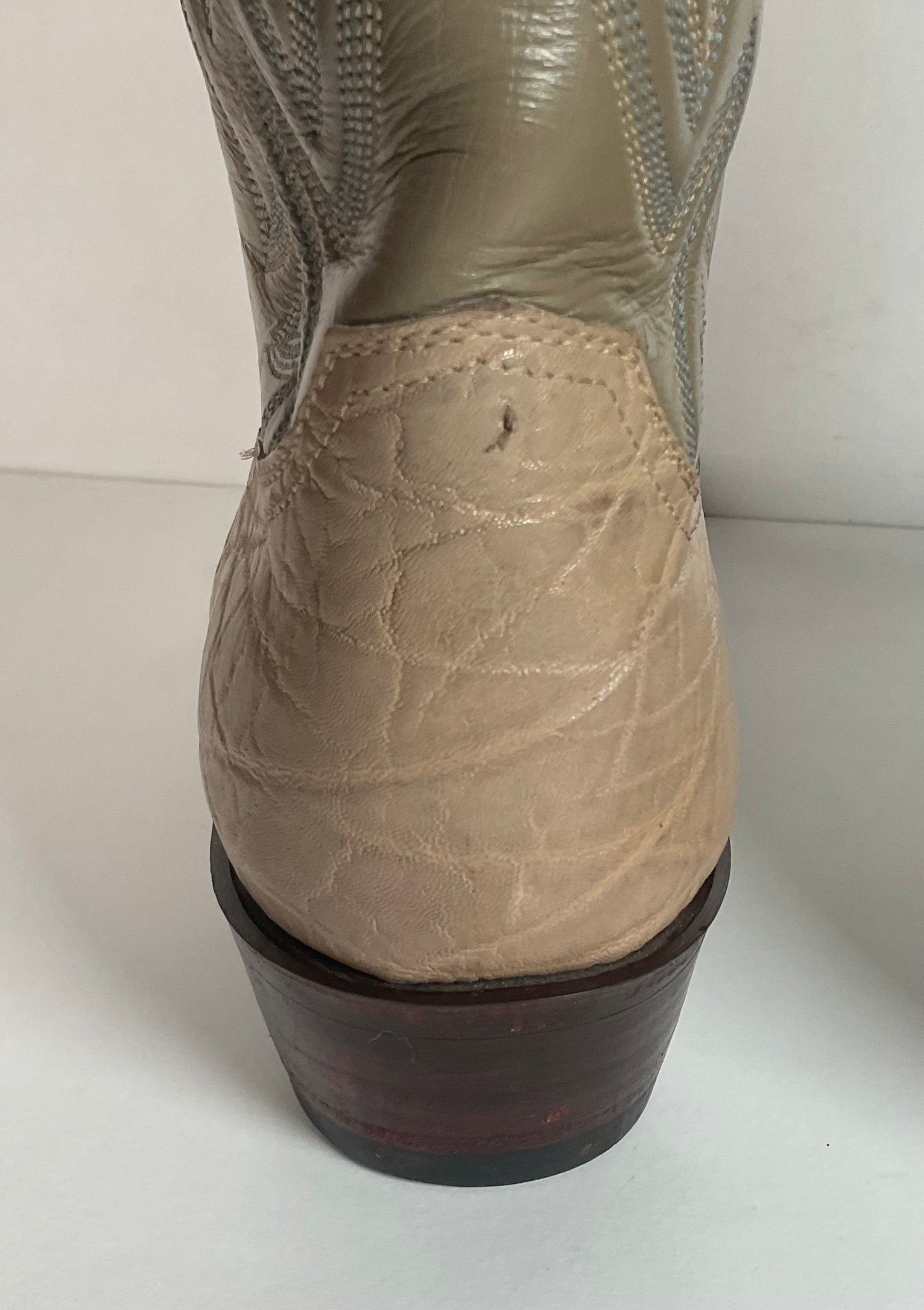 Vintage 1960s Justin Exotic Elephant Cowboy Boots 11 B Old White Label