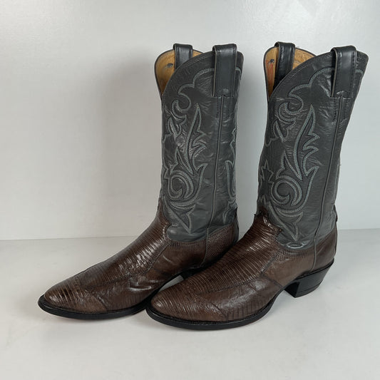 Vintage Justin Teju Lizard Cowboy Boots | Brogued | USA Made | Men’s 10.5 B