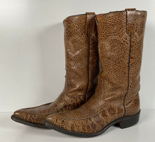 Vintage Wrangler Full Sea Turtle Print Cowboy Boots 9.5 D 60s 70s Whip Stitch