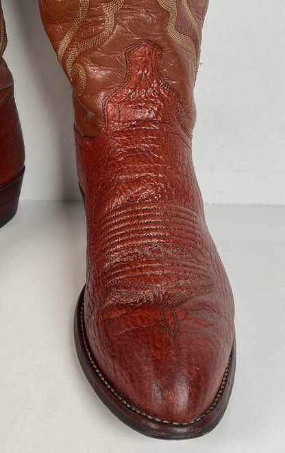Vintage J. Chisholm Shark Skin Cowboy Boots | USA Made | Exotic | Men’s 10 D