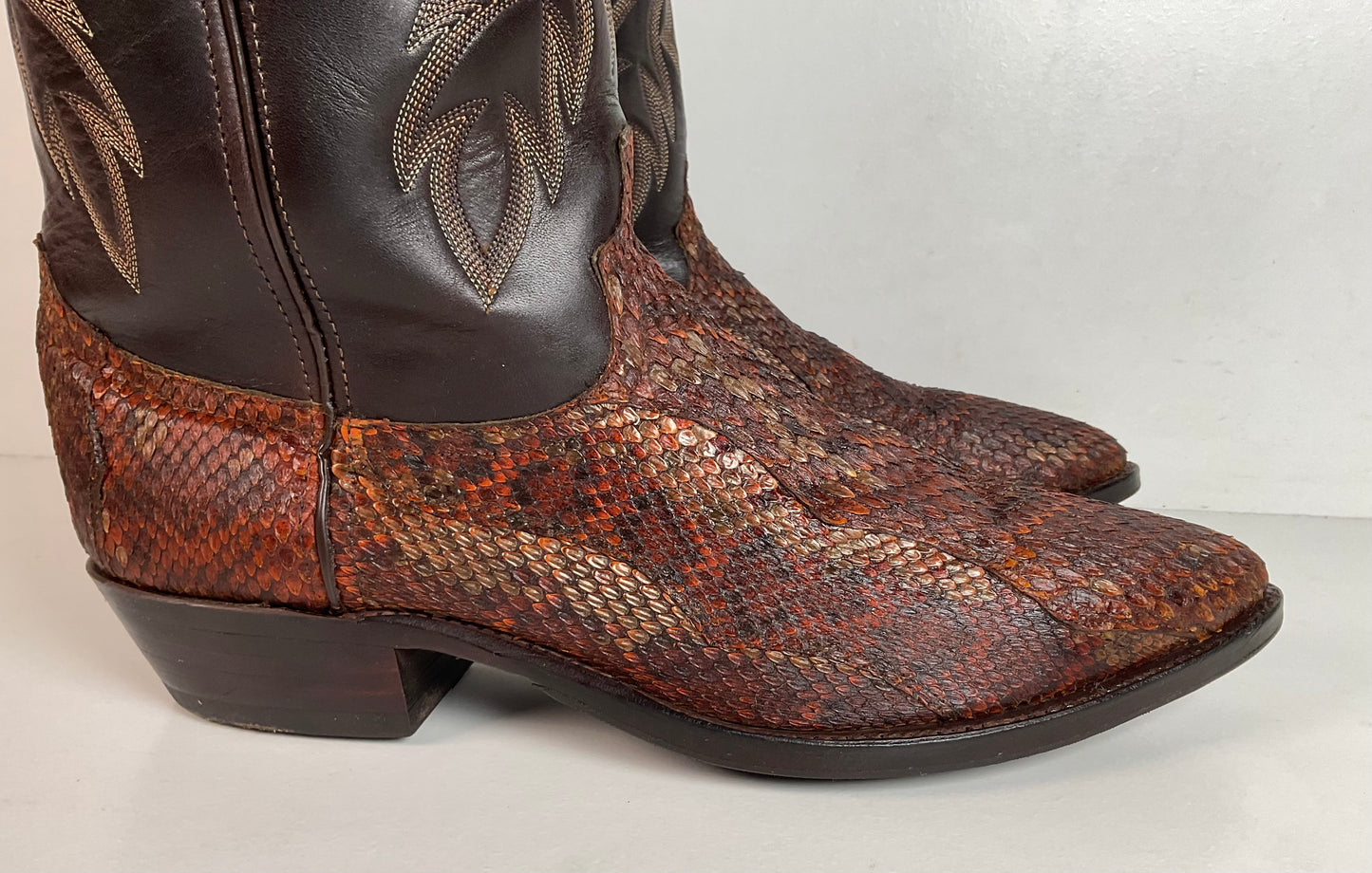 Dan Post For Code West Diamondback Rattlesnake Cowboy Boots 12 M USA Made