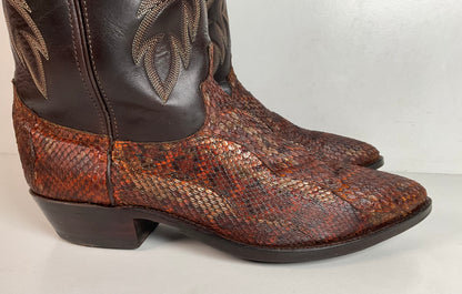 Dan Post For Code West Diamondback Rattlesnake Cowboy Boots 12 M USA Made
