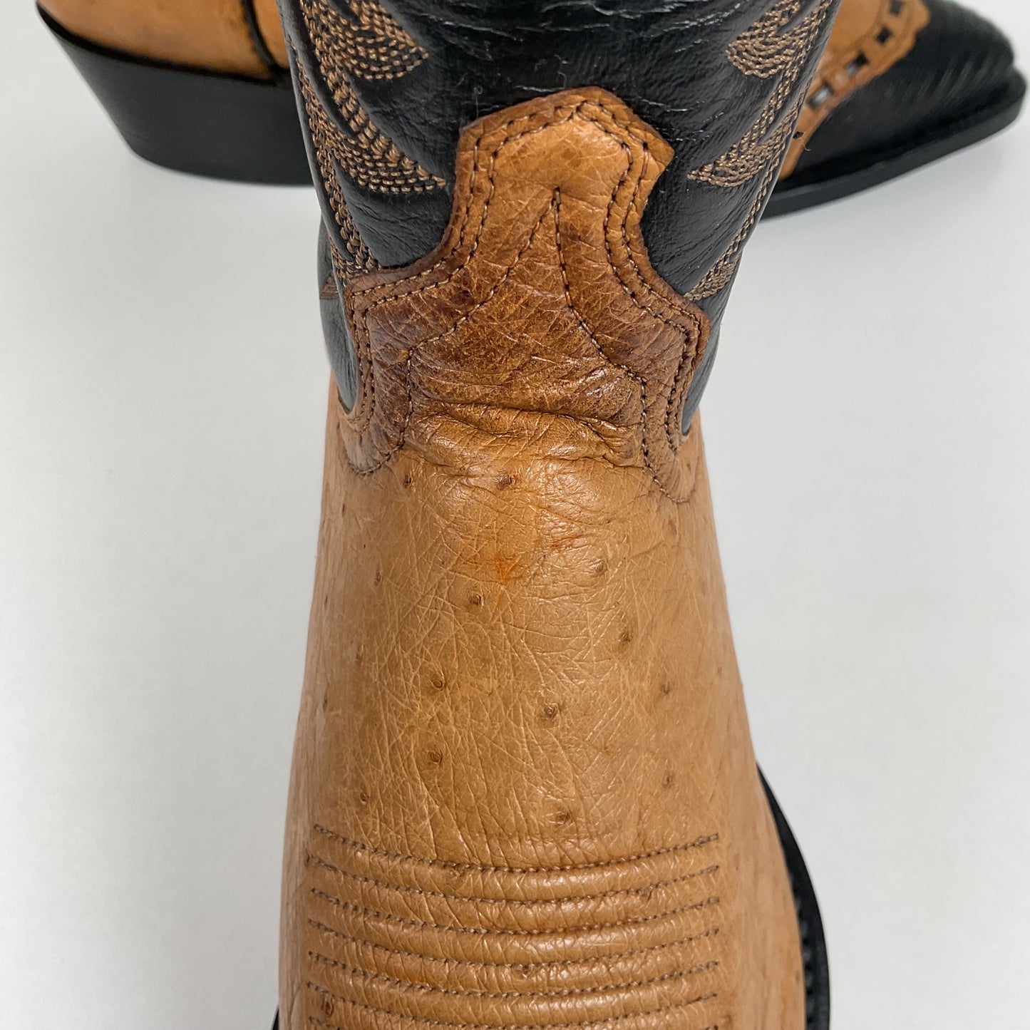 Vintage J. Chisholm Smooth Ostrich Cowboy Boots | Teju Lizard Wingtip | 8.5 EE