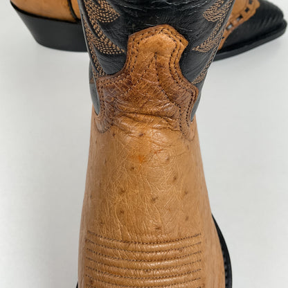 Vintage J. Chisholm Smooth Ostrich Cowboy Boots | Teju Lizard Wingtip | 8.5 EE