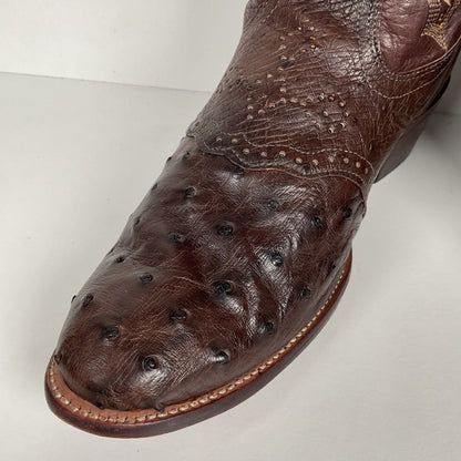 J. Chisholm Full Ostrich Quill Roper Boots | Exotic | USA Made | Men’s 10 D